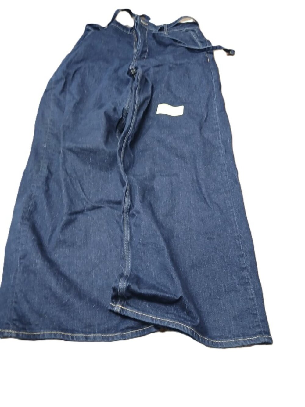 Dark wash wide-leg denim skirt with an adjustable tie-waist feature. size 12